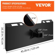 VEVOR Fixation pour chargeuse compacte 1/4 po plaque de fixation rapide pour chargeuse compacte largeur intérieure 45,28" 115 cm