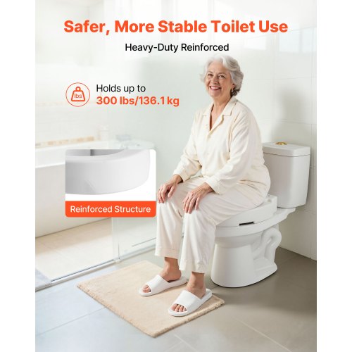Rehausseur De Toilette VEVOR - Pour Personnes âgées, Support 136 Kg, Rond