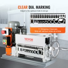 VEVOR Machine à Dénuder Électrique 1,5-40 mm Dénudeur Câble Auto Motorisé 370 W Dénudeuse Manuelle 27 m/min Pince à Dénuder Dépouillement Fil avec Manivelle 11 Canaux de Dénudage pour Recyclage Cuivre