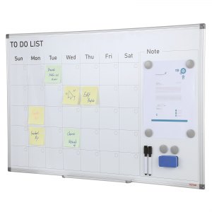 KYONANO Calendrier Magnetique Frigo 4 Pièces, Tableau Blanc Magnetique, Planning Semaine&Mensuel