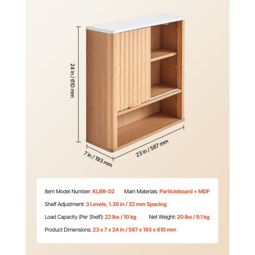 Armoire murale salle de bain VEVOR, bois, 1 porte + étagère réglable Armoire murale salle de bain VEVOR, bois, 1 porte + étagère réglable