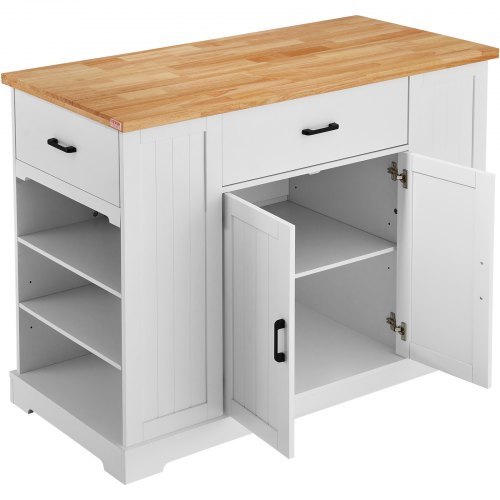 VEVOR Chariot d'îlot de Cuisine, 1173 mm, desserte de Cuisine de Dessus en Bois avec Armoire de Rangement, Table avec 5 étagères réglables et 3 tiroirs, pour Salle à Manger, Cuisine, Salon, Blanc VEVOR Chariot d'îlot de Cuisine, 1173 mm, desserte de Cuisine de Dessus en Bois avec Armoire de Rangement, Table avec 5 étagères réglables et 3 tiroirs, pour Salle à Manger, Cuisine, Salon, Blanc