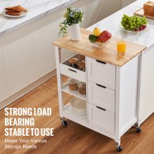 VEVOR Chariot de rangement pour îlot de cuisine avec tiroirs et étagères 670 mm