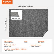 VEVOR Sous-tapis Coussin Protecteur Sol en Feutre 224x306 cm Épaisseur 6 mm