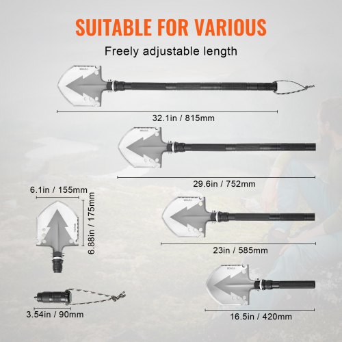 Pelle de Camping Pliante 23 en 1 Pelle Survie Portable Pelle Militaire Multifonctionnelle Pelle