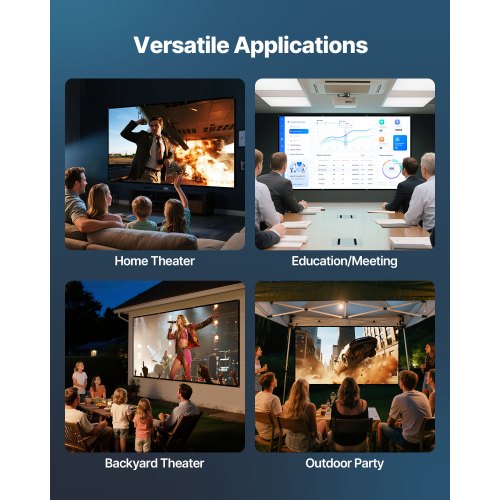 VEVOR Écran De Projection Sur Pied Portable 100 Pouces 16:9 HD Toile De Projection Double Face