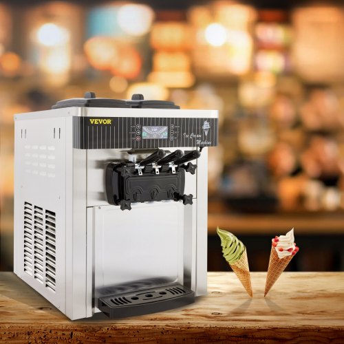 Countertop Soft Ice Cream Machine Commercial YKF-8218T With 2+1 Flavors Ice Cream Maker 2200W