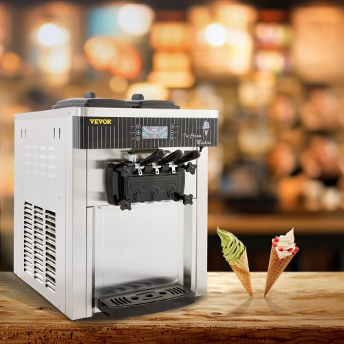 Machine à Glace Professionnelle YKF-8218T - 2 Trémies 6L, 3 Saveurs, 20-28L/h Pour Pubs Et Cafés