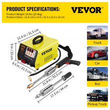 VEVOR Tire Clou Carrosserie 3 kW Instrument de Débosselage de Voiture Soudeuse par Points 7 Modes Disponibles Outil Débosselage sans Peinture