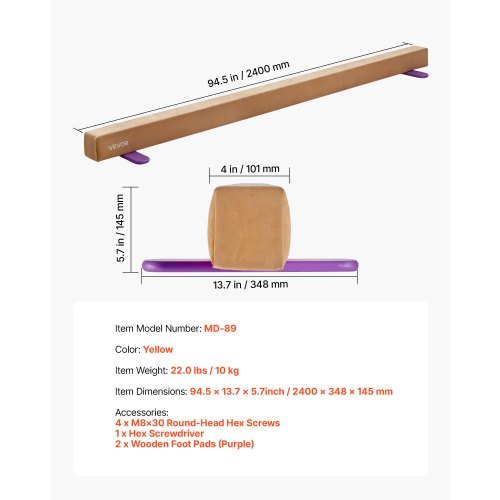 VEVOR Poutre Gymnastique Pliable 2380mm Galaxie - Équilibre Antidérapante Enfants