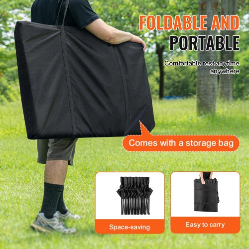Banc Pliable Portable 8 Places VEVOR – Banc Camping Avec Dossier, Sac De Transport, Pour Équipe Sport, Pêche, Festivals, Noir