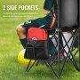 Banc de sport pliable VEVOR avec deux poches latérales pouvant contenir une trousse de premiers secours rouge et un smartphone sur terrain en gazon.