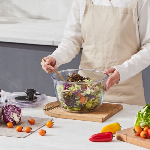 Essoreuse à Salade Manuelle - Bol Multifonction Avec Manivelle, Base Antidérapante - Pour 3-4 Personnes (rouge Clair) - 2