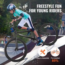 VEVOR Vélo BMX freestyle en acier Hi-Ten à roues de 61 cm pour enfants adultes