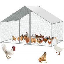 VEVOR Grand poulailler en métal avec enclos, 3x1,97x1,99 m, enclos de poules avec couverture poulailler à toit en pointe verrou de sécurité pour extérieur, arrière-cour, ferme, canard, lapin, volaille
