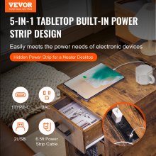 VEVOR Table d'appoint de ferme table de chevet à 3 niveaux ports et prises USB