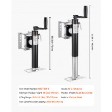 VEVOR Cric de Remorque à Boulon Poignée Charge Dynamique 907 kg Course 254 mm