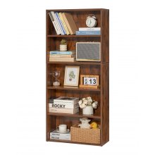 VEVOR Bibliothèque étroite étagère rangement en bois 5 niveaux 134,5 cm marron