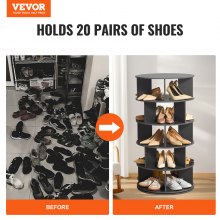 VEVOR Étagère à chaussures présentoir à chaussures rotatif 360° 5 niveaux noir