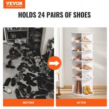 VEVOR Étagère à chaussures présentoir à chaussures rotatif 360° 6 niveaux blanc