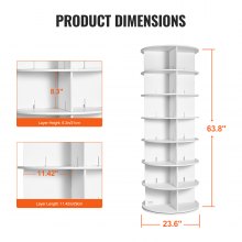 VEVOR Étagère à chaussures présentoir à chaussures rotatif 360° 7 niveaux blanc