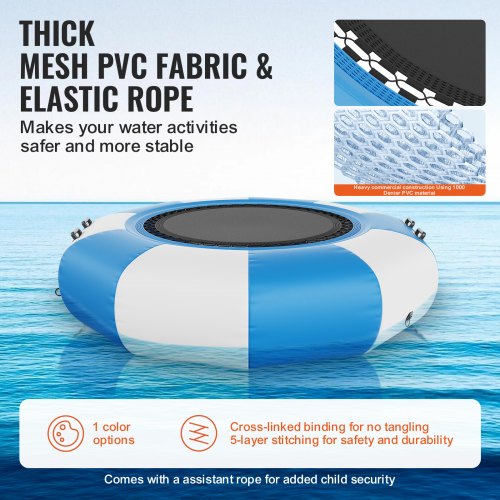 Trampoline Aquatique Gonflable VEVOR 200x50 Cm - Capacité 136 Kg - Échelle Et Pompe Incluses - Pour Piscine, Lac