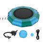 VEVOR Trampoline Aquatique Gonflable, Trampoline sur l’Eau 367x60 cm, Plate-forme de Natation Portable avec Échelle et Pompe à Air Électrique, Rebondisseur Flottant pour Enfants, Piscine, Bleu Vert