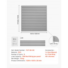 VEVOR Panneaux Muraux à Lattes PVC Modulaire à Outils Garage 1230x1235 mm Gris