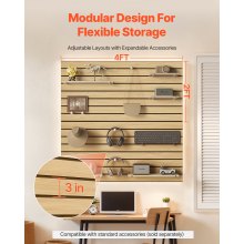 VEVOR Panneaux Muraux Lattes MDF Modulaire Rangement Outils Garage 1220x1220 mm