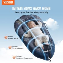 VEVOR Nid d'ange pour nouveau-né lit bébé avec appui-tête et housse 100% coton