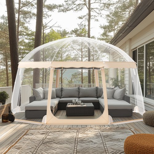 VEVOR Tente De Sport Transparente 12-15 Personnes – Abri Bulle Escamotable, Anti-intempéries, Vue Dégagée – Pour Matchs, Événements, Bains De Soleil