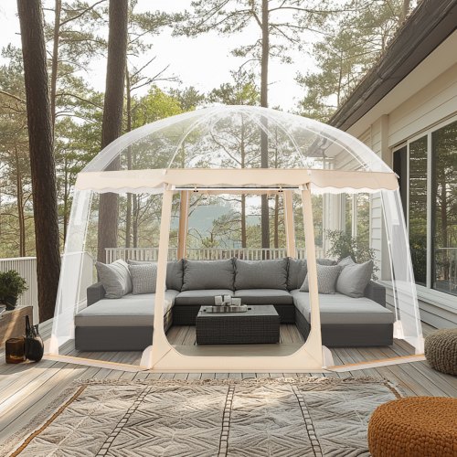 Tente à Bulle Transparente VEVOR Pour 8 à 10 Personnes – Abri De Sport Escamotable 3,66 X 3,66 M, Imperméable Et Résistant Au Vent, Idéal Pour Le Camping Et Les Matchs En Plein Air