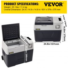 VEVOR Réfrigérateur Portable 30 L Glacière Électrique de Voiture Silencieux 45 W Frigo de Voiture