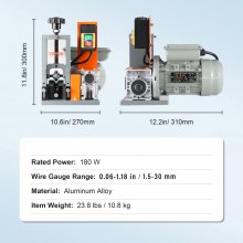 VEVOR Machine à Dénuder Électrique 1,5-30 mm Dénudeur Câble Automatique Motorisé 180 W Dénudeuse Cuivre 18 m/min Pince à Dénuder Dépouillement Fil Référence de Profondeur Visible pour Recyclage Cuivre