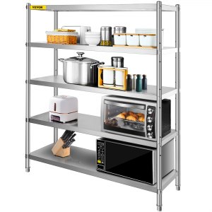 Sakugi Étagères de rangement – Étagère de rangement à 5 niveaux, étagère de garage robuste avec pieds de nivellement, étagères en métal stables pour