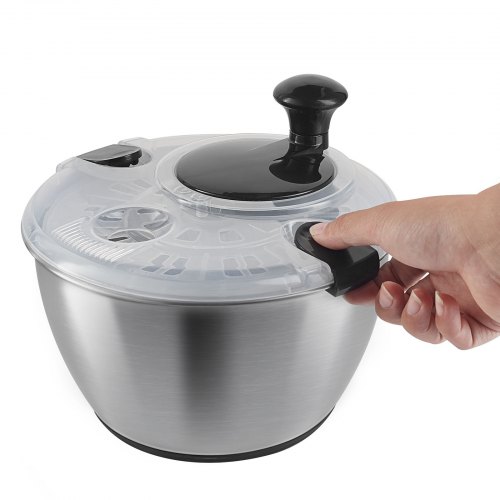 Essoreuse à Salade Inox 5L - Sécheuse à Légumes Avec Couvercle, Base Antidérapante, Manivelle Facile - 8
