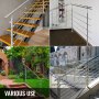 Vevor Rambarde Garde-corps Rampe Escalier 5 Barres 1,5 M Balustrade Inox 304