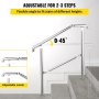 Main courante réglable en acier inoxydable VEVOR pour 2-3 marches, angle 0-45° avec joints flexibles.