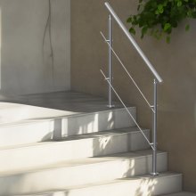 VEVOR Rampe Escalier Main Courante pour Extérieur 120 cm 2 Barres Transversales