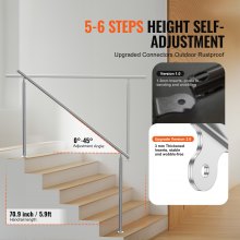 VEVOR Rampe Escalier Main Courante Extérieur 180 cm pour Porche Personnes Âgées