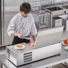 Station de préparation de pizza à salade réfrigérée de comptoir VEVOR 140 W garde en acier inoxydable CE