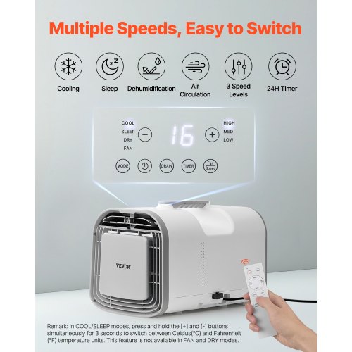 Portable Climatiseur Refroidisseur avec Vitesses Réglables 12V Mini