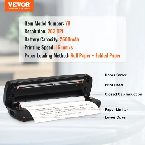 Imprimante Thermique Portable Résolution 203 DPI - Format Lettre Américain 8.5 X 11 Pouces, Neuf