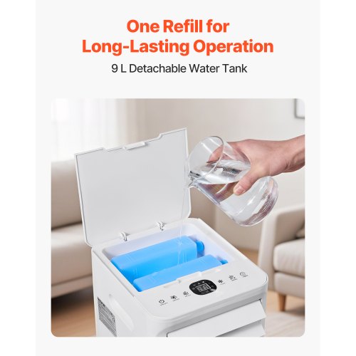 Rafraîchisseur Air 9L VEVOR Climatiseur Portable 9L - Refroidisseur D'Air Évaporatif Silencieux Avec Minuterie Et Télécommande