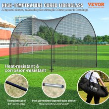 VEVOR Cage de Frappeur 3,6x3,6x3 m Filet d'Entraînement de Baseball Softball Poteaux en Fibre de Verre Filet de Lancement Portable avec Sac de Transport pour Lanceur Receveur Extérieur et Intérieur