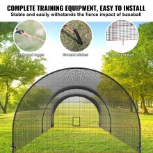 VEVOR Cage de Frappeur 6,7x3,6x2,4 m Filet d'Entraînement de Baseball Softball Poteaux en Fibre de Verre Filet de Lancement Portable avec Sac de Transport pour Lanceur Receveur Extérieur et Intérieur