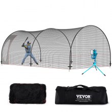 VEVOR Cage de Frappeur 6,7x3,6x2,4 m Filet d'Entraînement de Baseball Softball Poteaux en Fibre de Verre Filet de Lancement Portable avec Sac de Transport pour Lanceur Receveur Extérieur et Intérieur