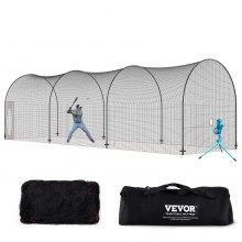 VEVOR Cage de Frappeur 12x3,6x3,6 m Filet d'Entraînement de Baseball Softball Poteaux en Fibre de Verre Filet de Lancement Portable avec Sac de Transport pour Lanceur Receveur Extérieur et Intérieur