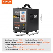 VEVOR – soudeur par points pour batterie 737G, soudeur par points à impulsion Portable avec 2 Modes de soudage