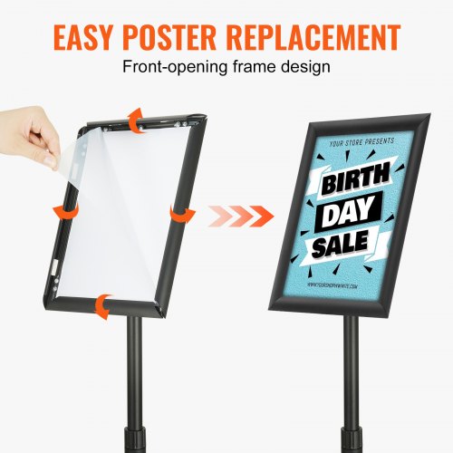 Porte-affiches Sur Pied Lot De 2 GIANTEX - Format A4, Hauteur Réglable 74-118 Cm, Rotation 360°, Base Lestée - Pour Menu Restaurant, Mariage, événement - 6